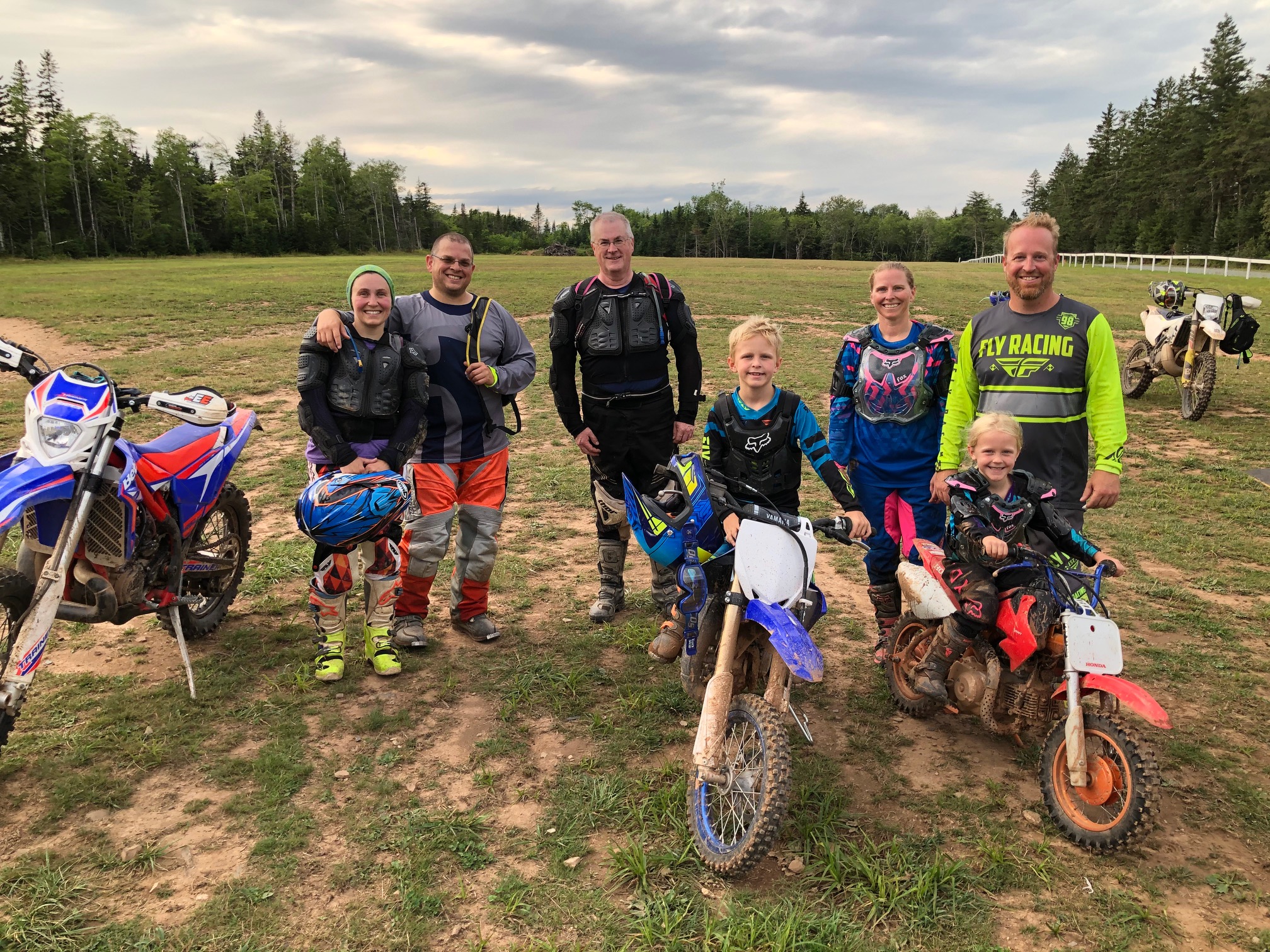 Families with dirt bikes at rec ride night