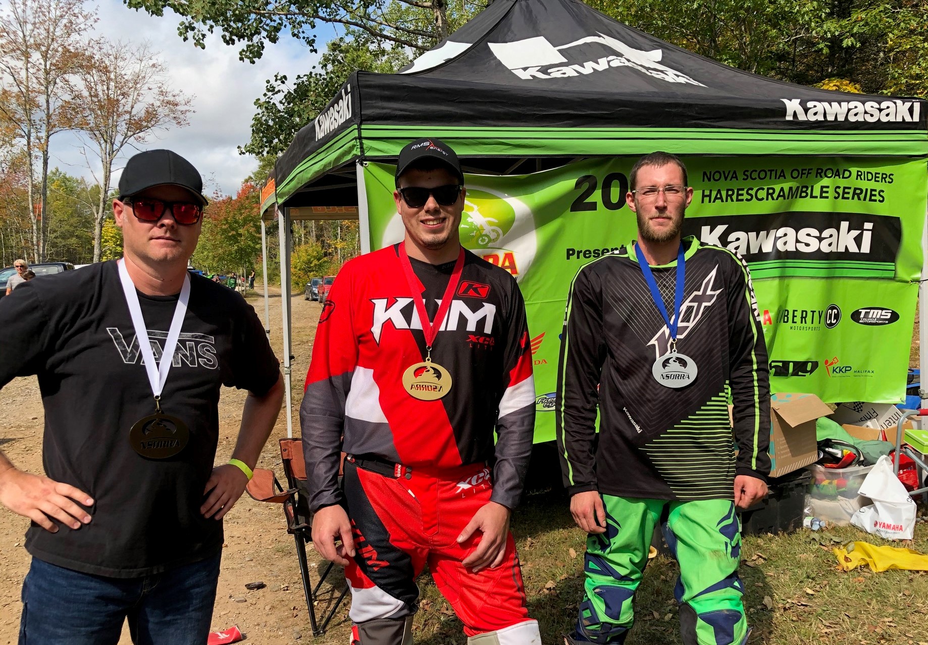 three hare scramblers with medals