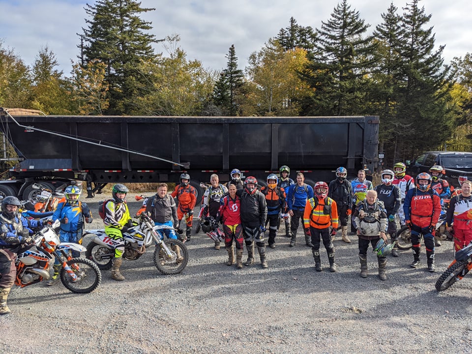 Riders take a group photo before hitting the trails