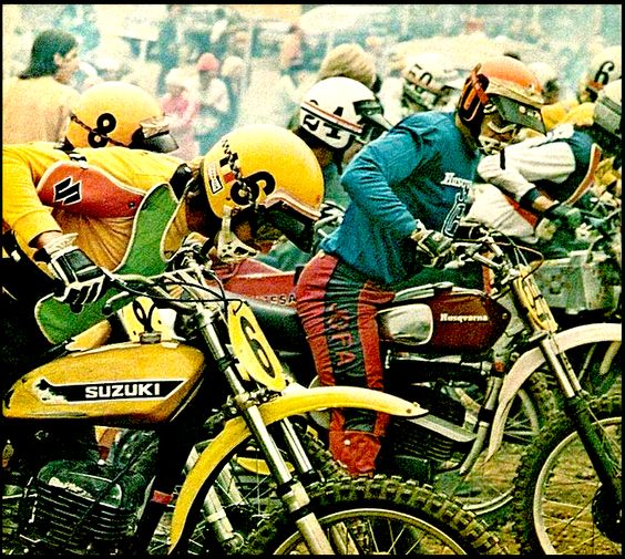old photo of vintage dirt bike racers