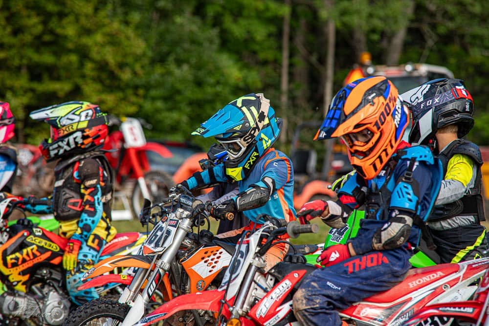 Young riders set up on the start line