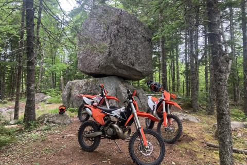 Balancing boulders along the trail in Yarmouth